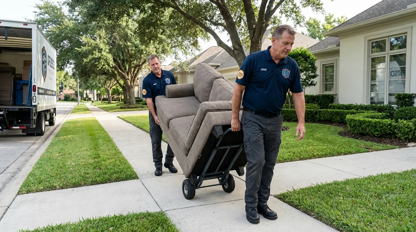 Local residential moving crew loading furniture in Uniondale, NY